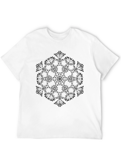 Elegant Black Floral Mandala Graphic T-Shirt