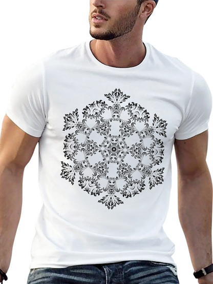 Elegant Black Floral Mandala Graphic T-Shirt