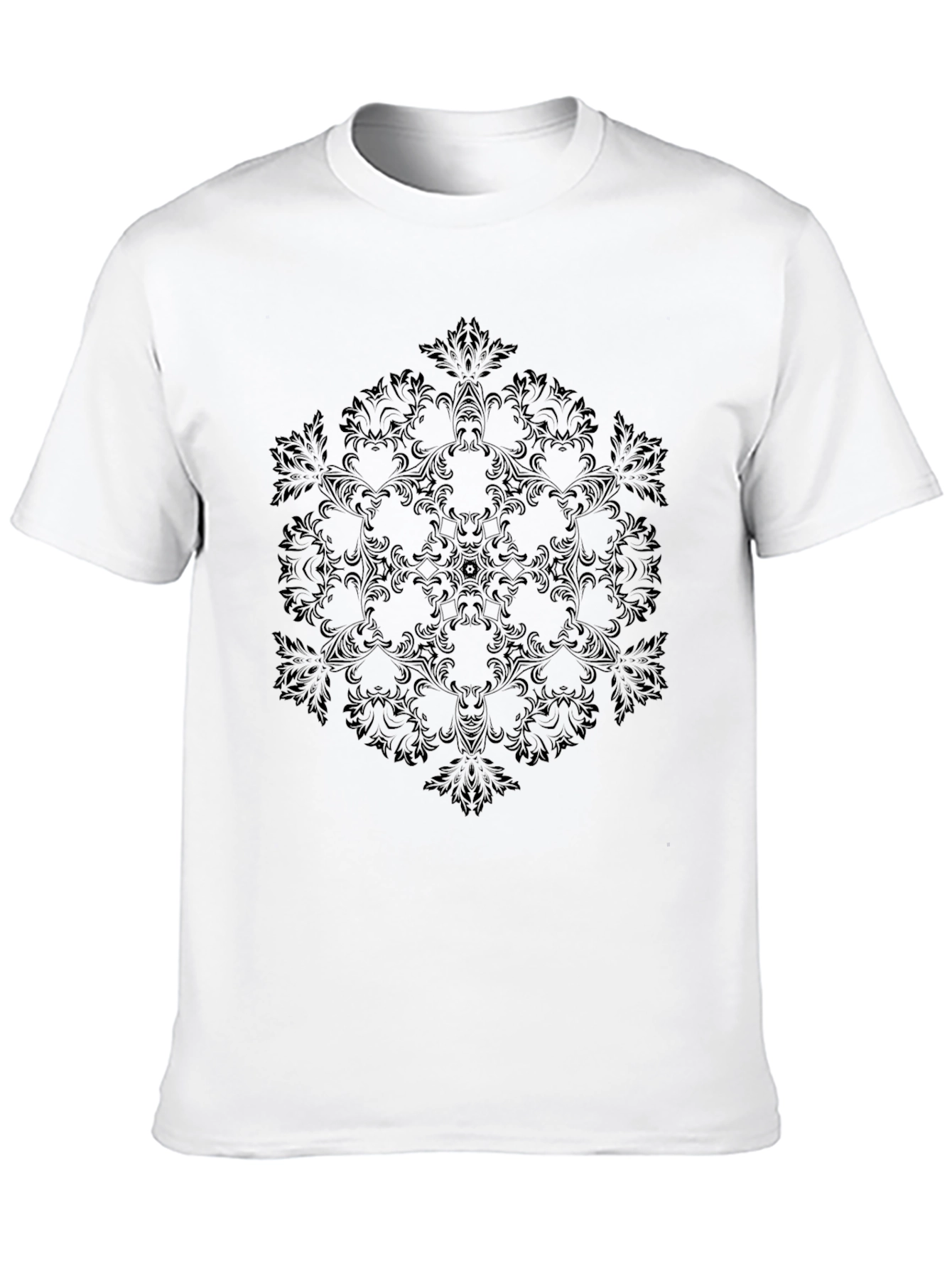 Elegant Black Floral Mandala Graphic T-Shirt