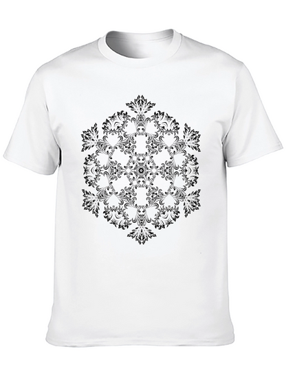 Elegant Black Floral Mandala Graphic T-Shirt