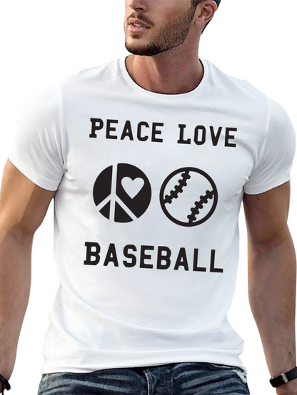 Peace Love Baseball Graphic Tee - Black
