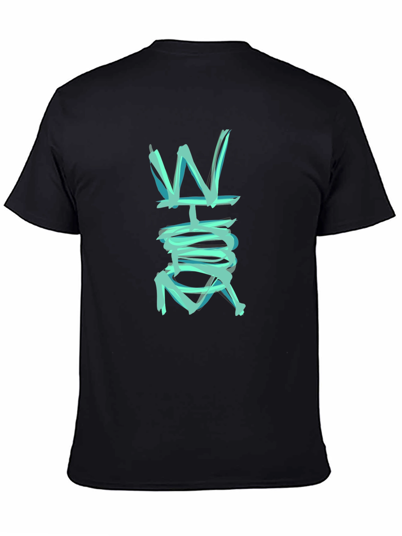 Abstract W Graphic Black T-Shirt