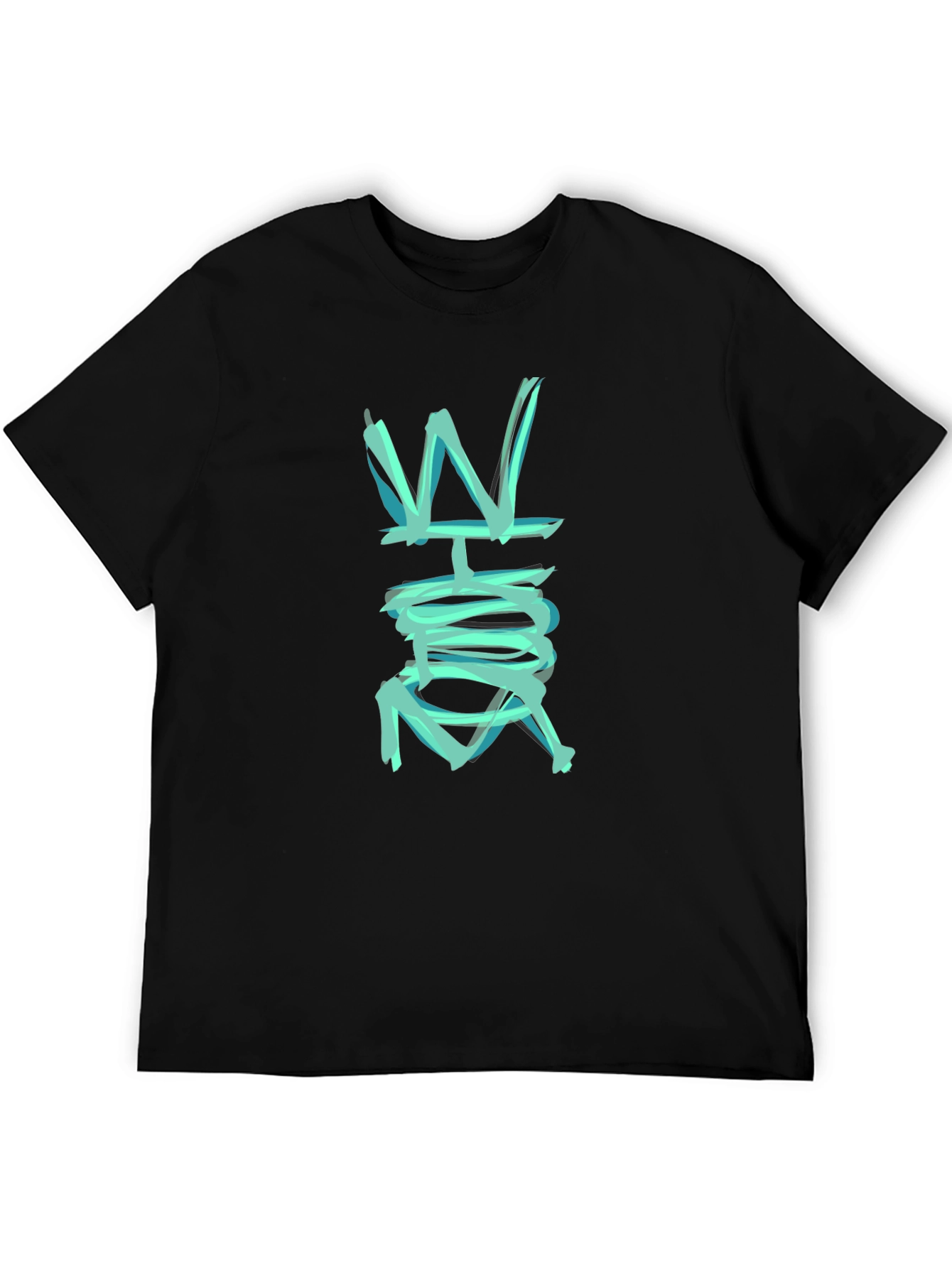 Abstract W Graphic Black T-Shirt