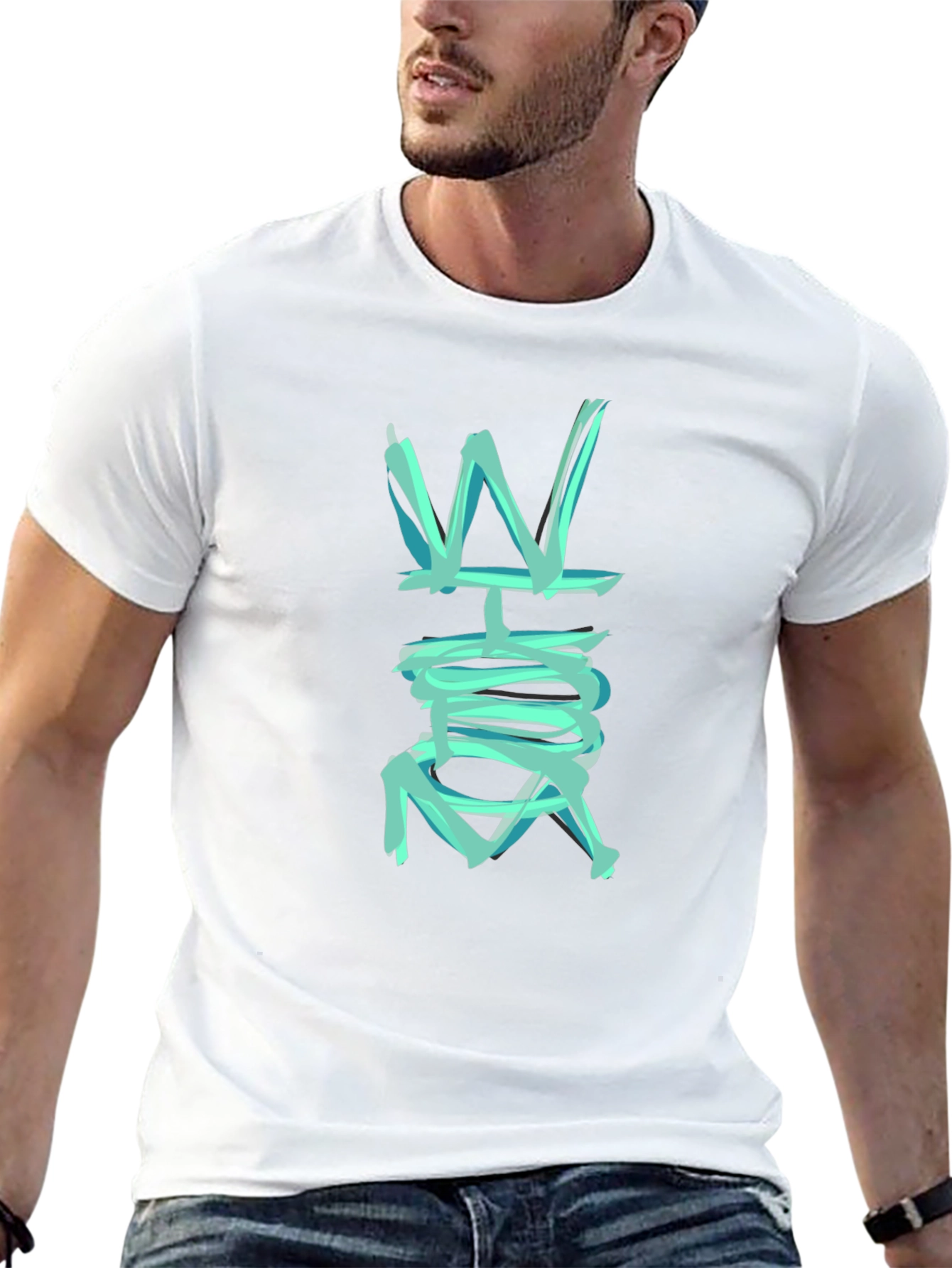 Abstract W Graphic Black T-Shirt