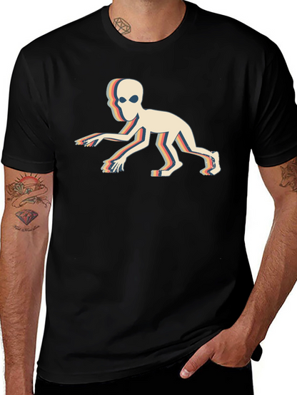 Retro Alien Crawl Graphic Black T-Shirt