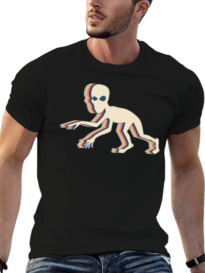 Retro Alien Crawl Graphic Black T-Shirt