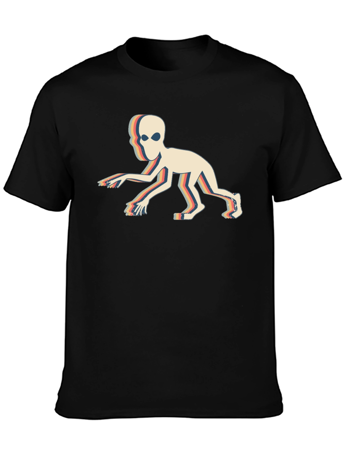 Retro Alien Crawl Graphic Black T-Shirt