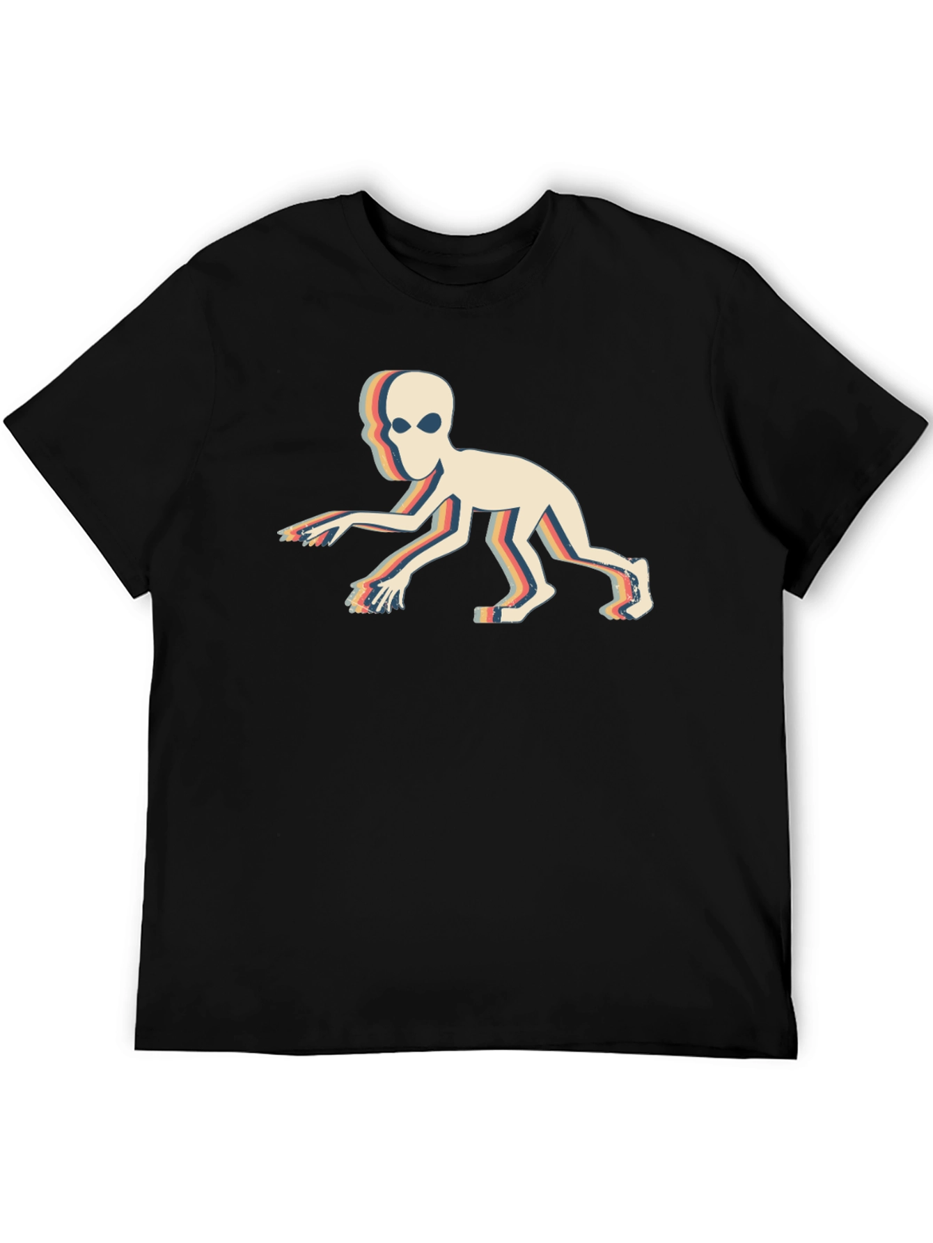 Retro Alien Crawl Graphic Black T-Shirt