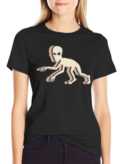 Retro Alien Crawl Graphic Black T-Shirt