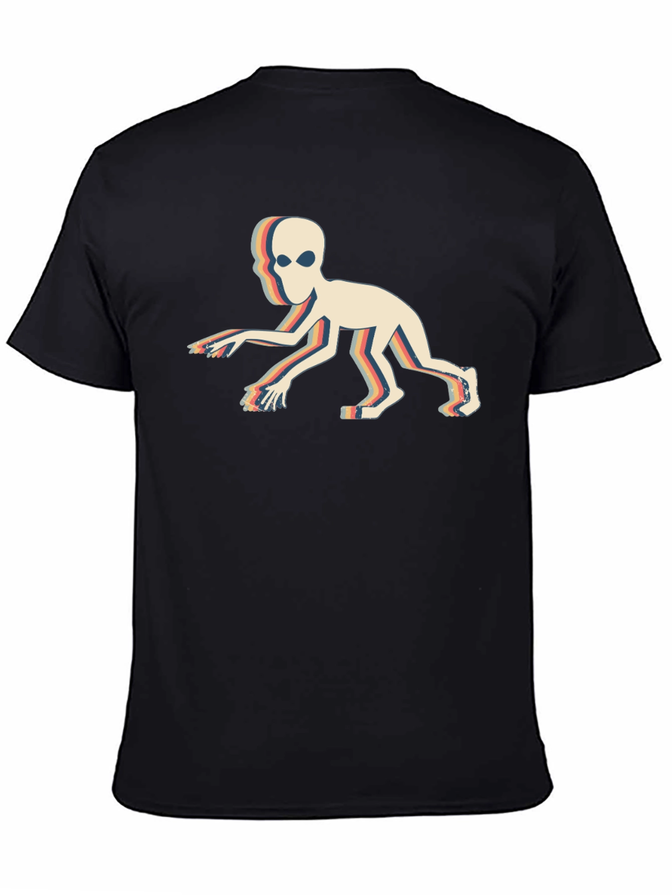 Retro Alien Crawl Graphic Black T-Shirt