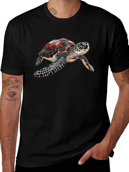 Sea Turtle Graphic Tee - Black Cotton Comfort