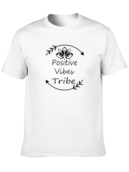 Positive Vibes Tribe Graphic Tee - Black Cotton T-Shirt