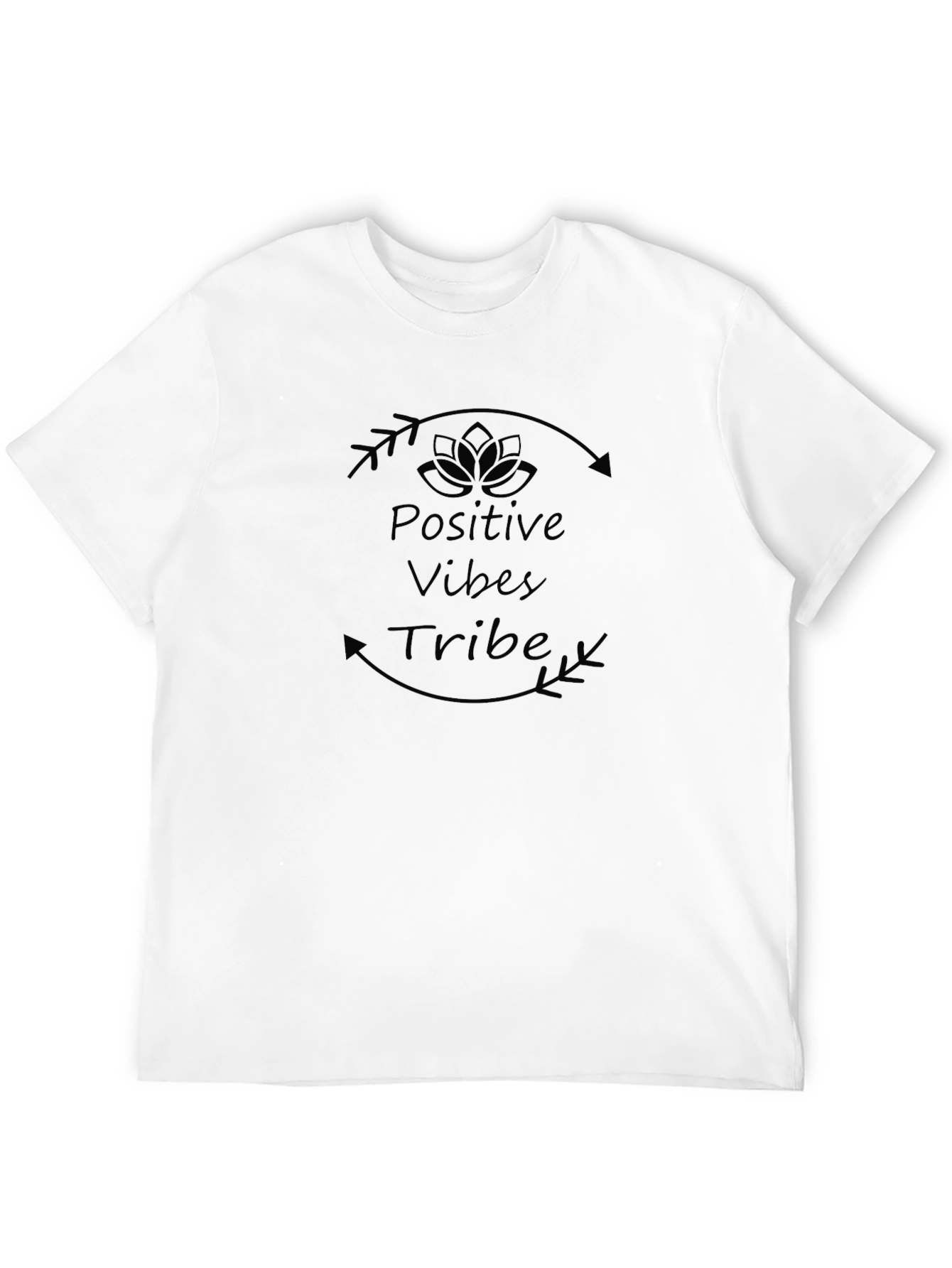 Positive Vibes Tribe Graphic Tee - Black Cotton T-Shirt