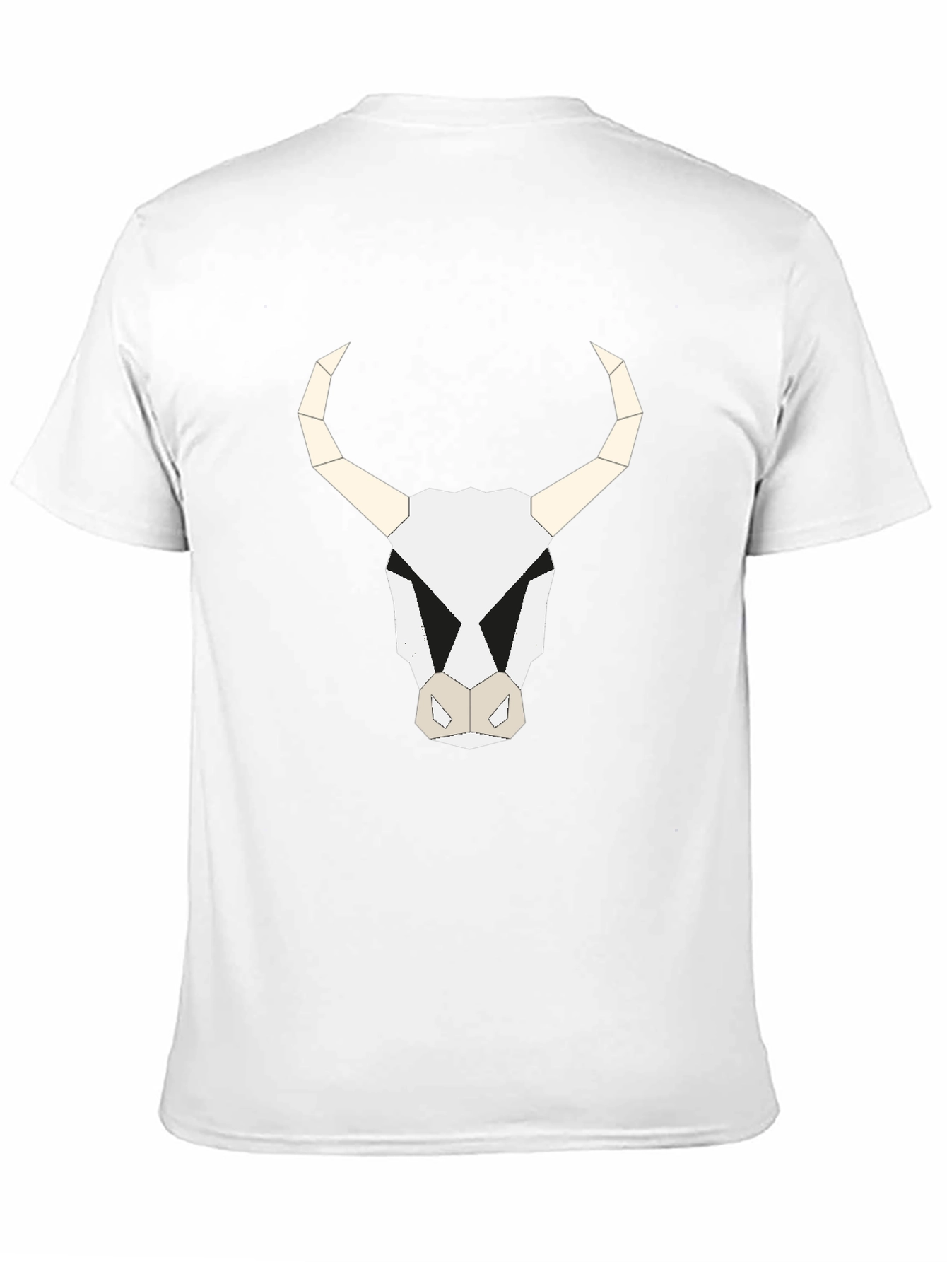 Geometric Bull Skull Graphic Tee - Black