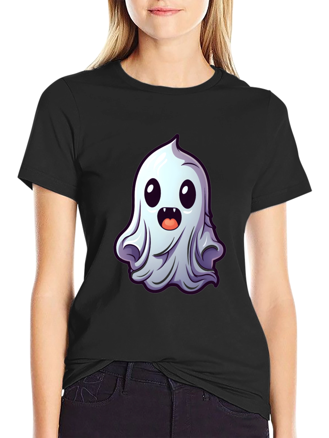 Cute Ghost Graphic Tee - Spooky Season Style