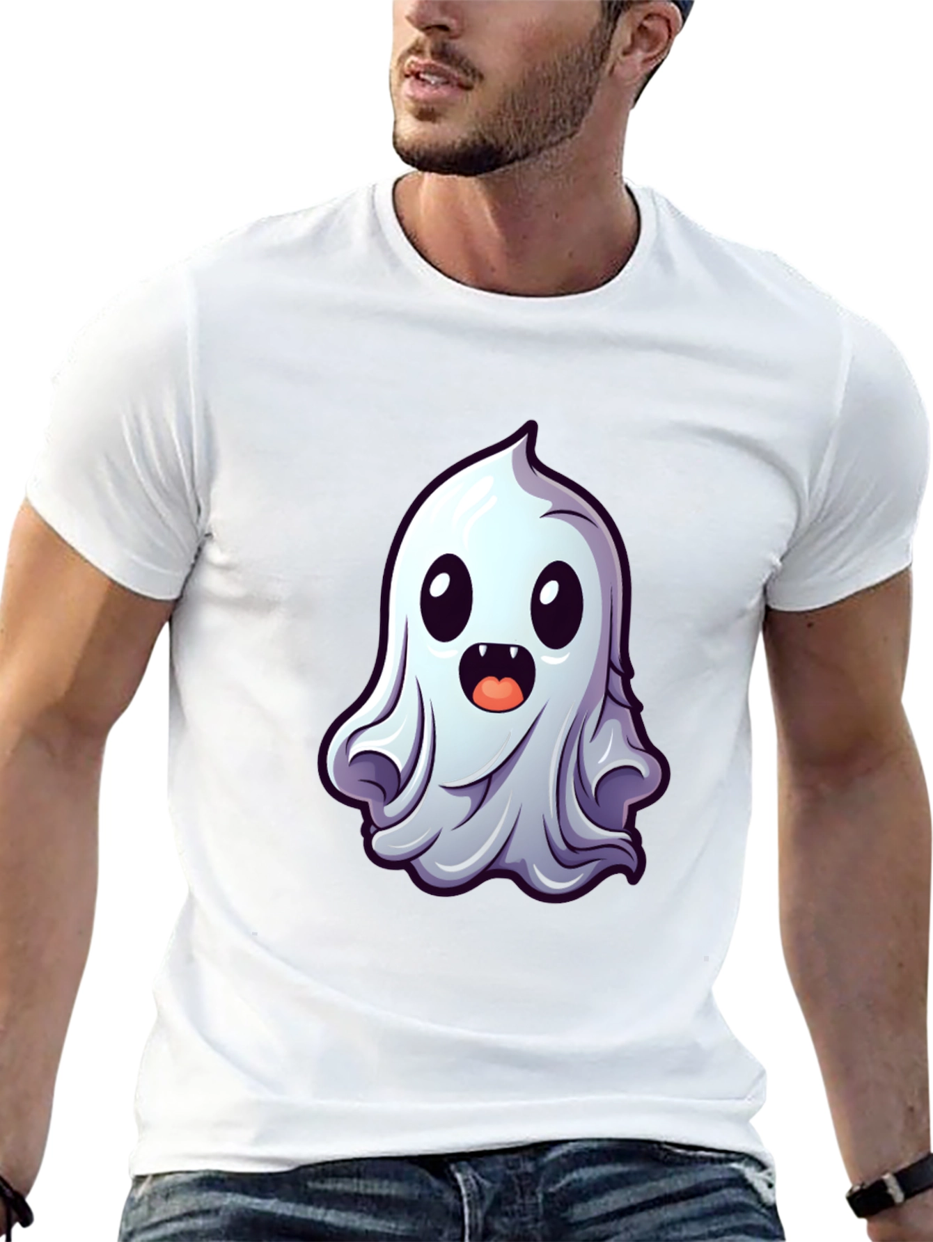 Cute Ghost Graphic Tee - Spooky Season Style