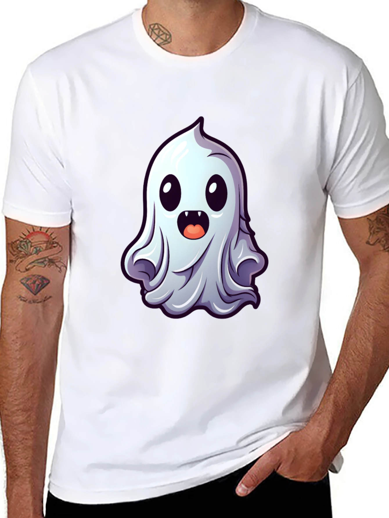 Cute Ghost Graphic Tee - Spooky Season Style