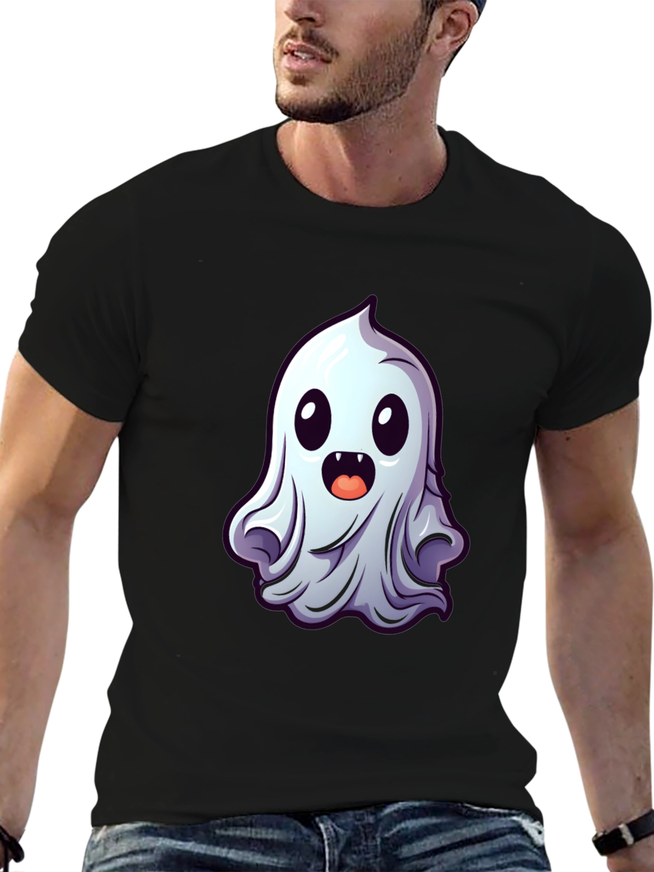 Cute Ghost Graphic Tee - Spooky Season Style