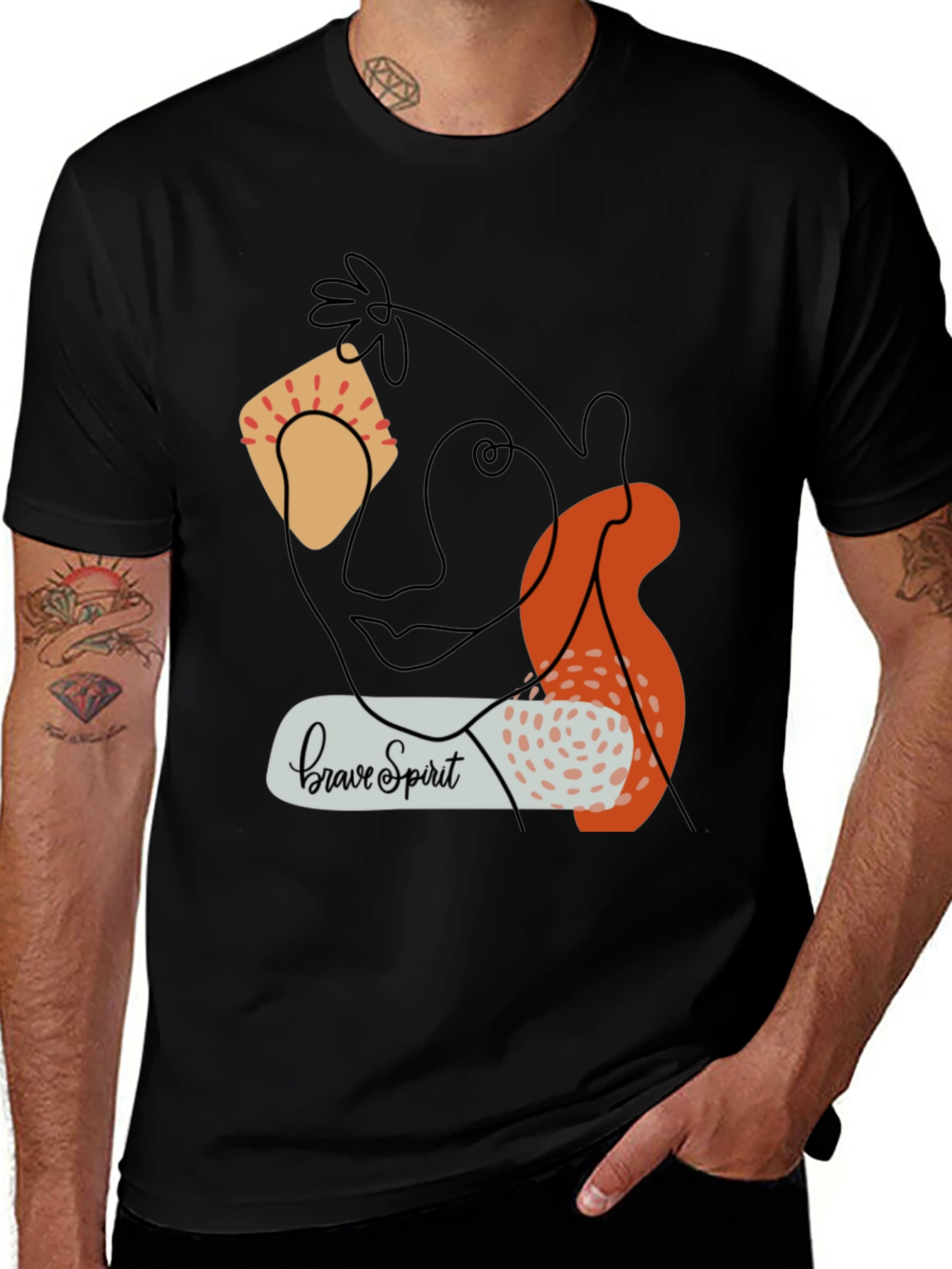 Brave Spirit Graphic Tee - Modern Abstract Design
