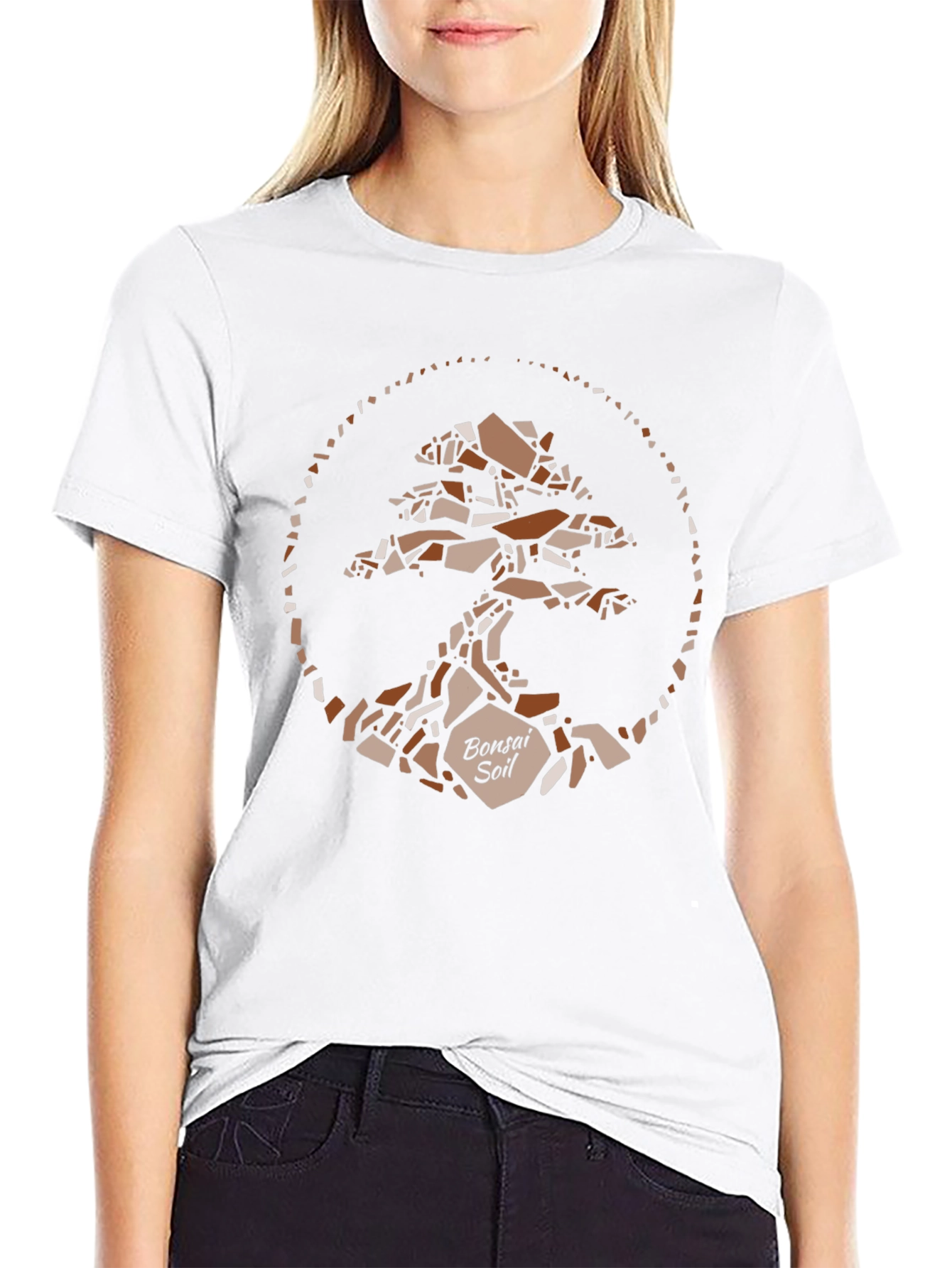 Bonsai Soil T-Shirt - Geometric Tree Design