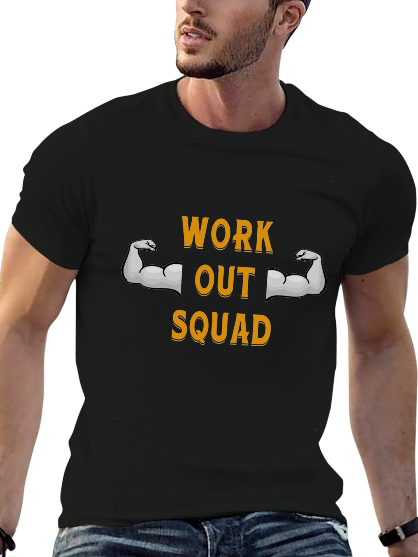 Work Out Squad Tee - Black Graphic T-Shirt