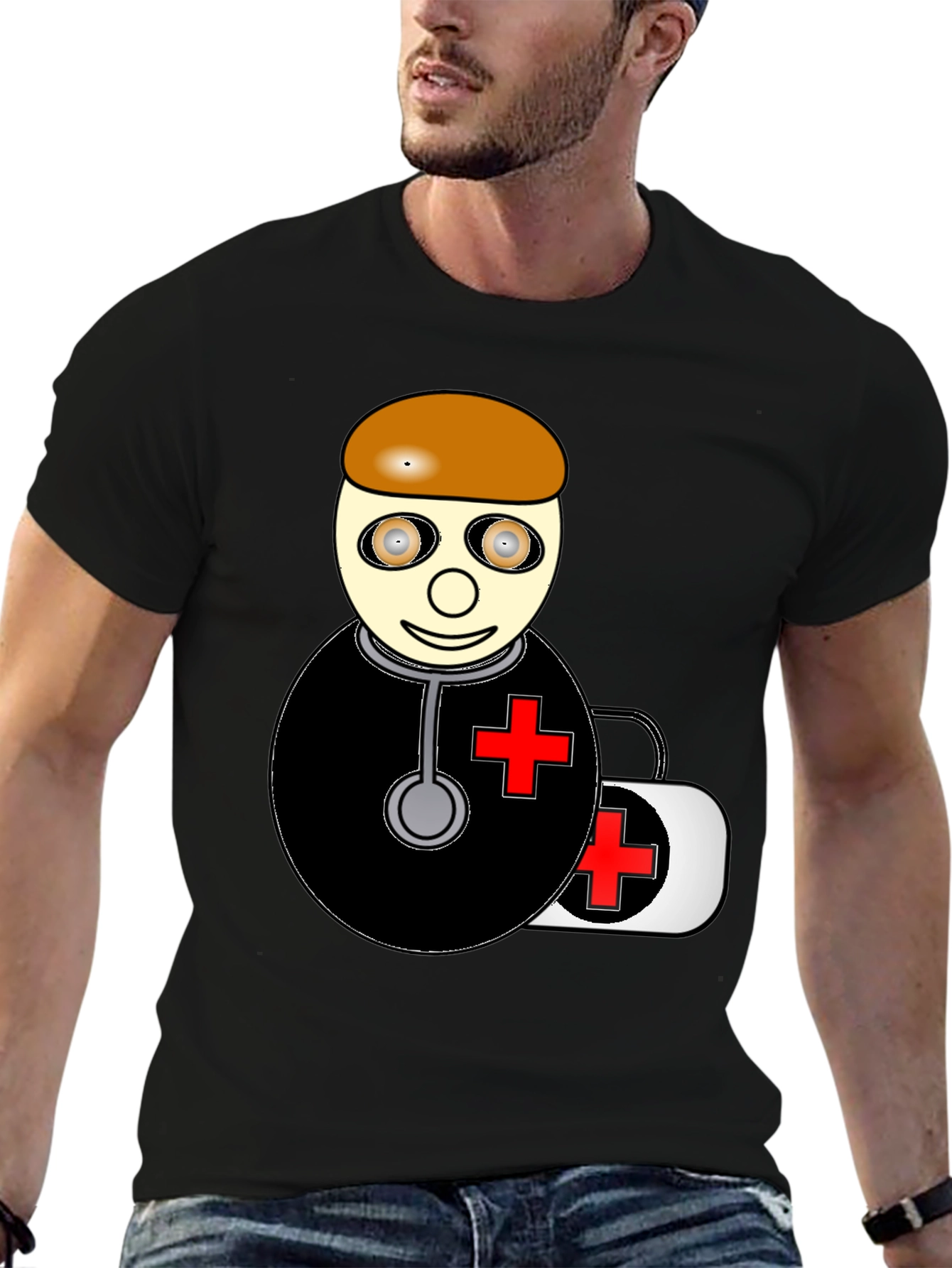 Cartoon Doctor Graphic T-Shirt