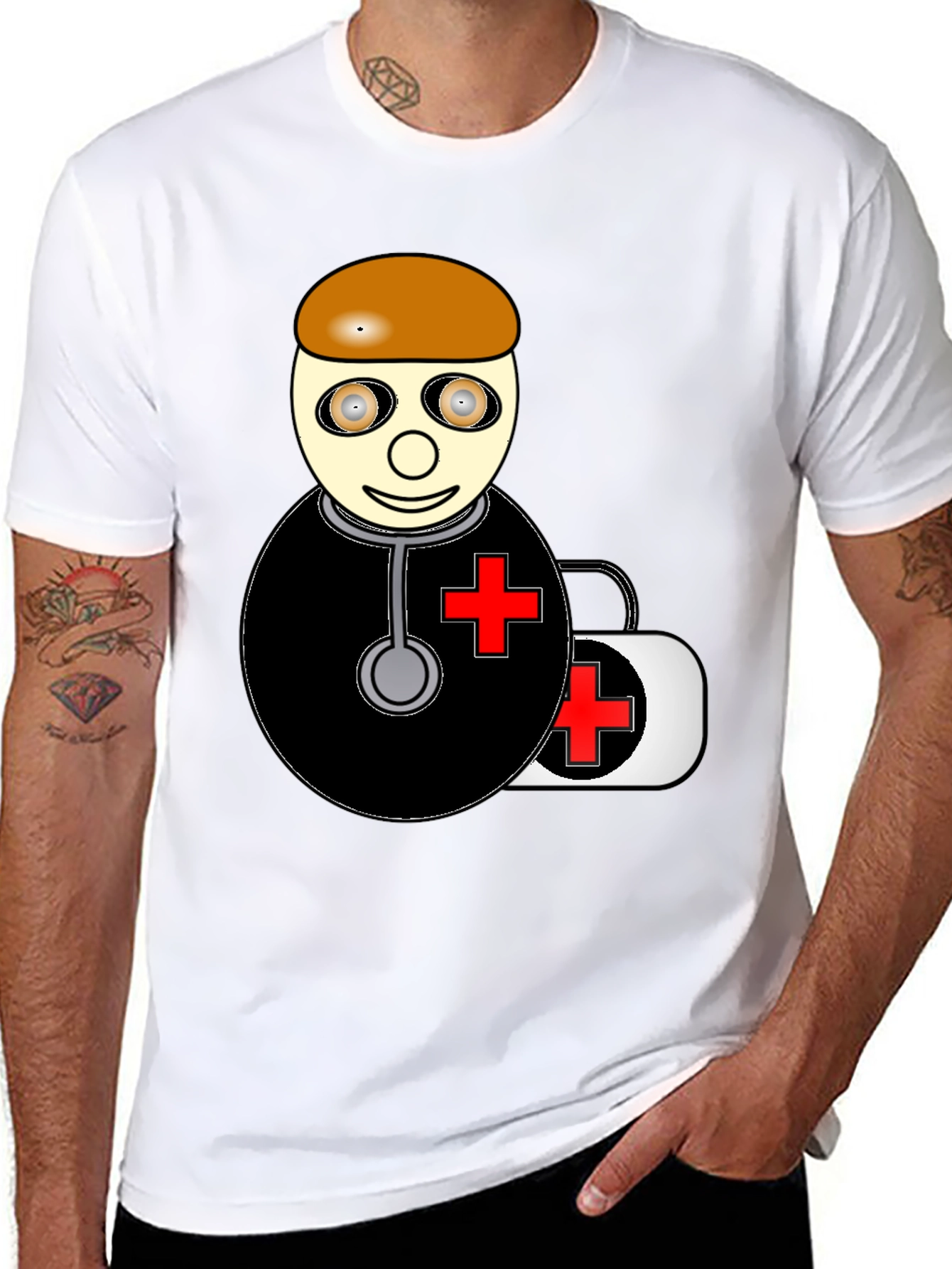 Cartoon Doctor Graphic T-Shirt