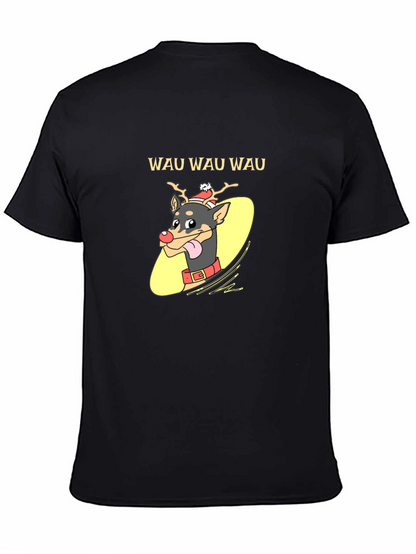 Festive Dog Graphic Tee - Holiday Humor Shirt
