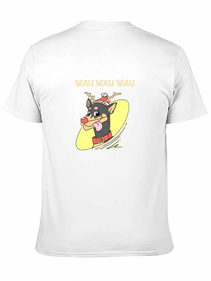 Festive Dog Graphic Tee - Holiday Humor Shirt