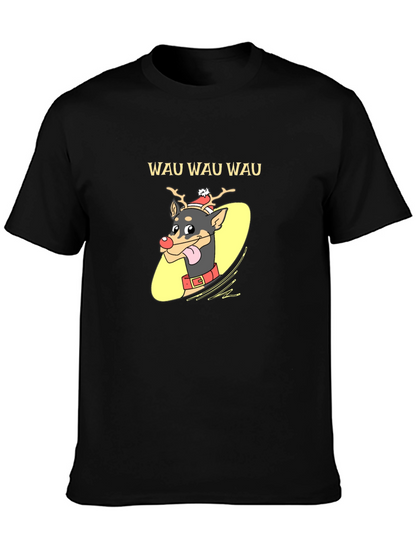 Festive Dog Graphic Tee - Holiday Humor Shirt