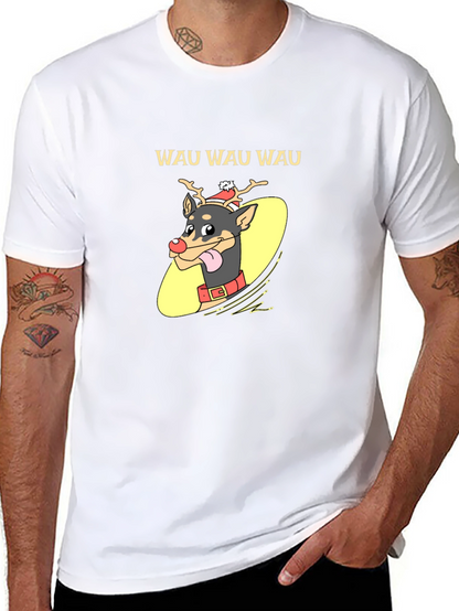 Festive Dog Graphic Tee - Holiday Humor Shirt