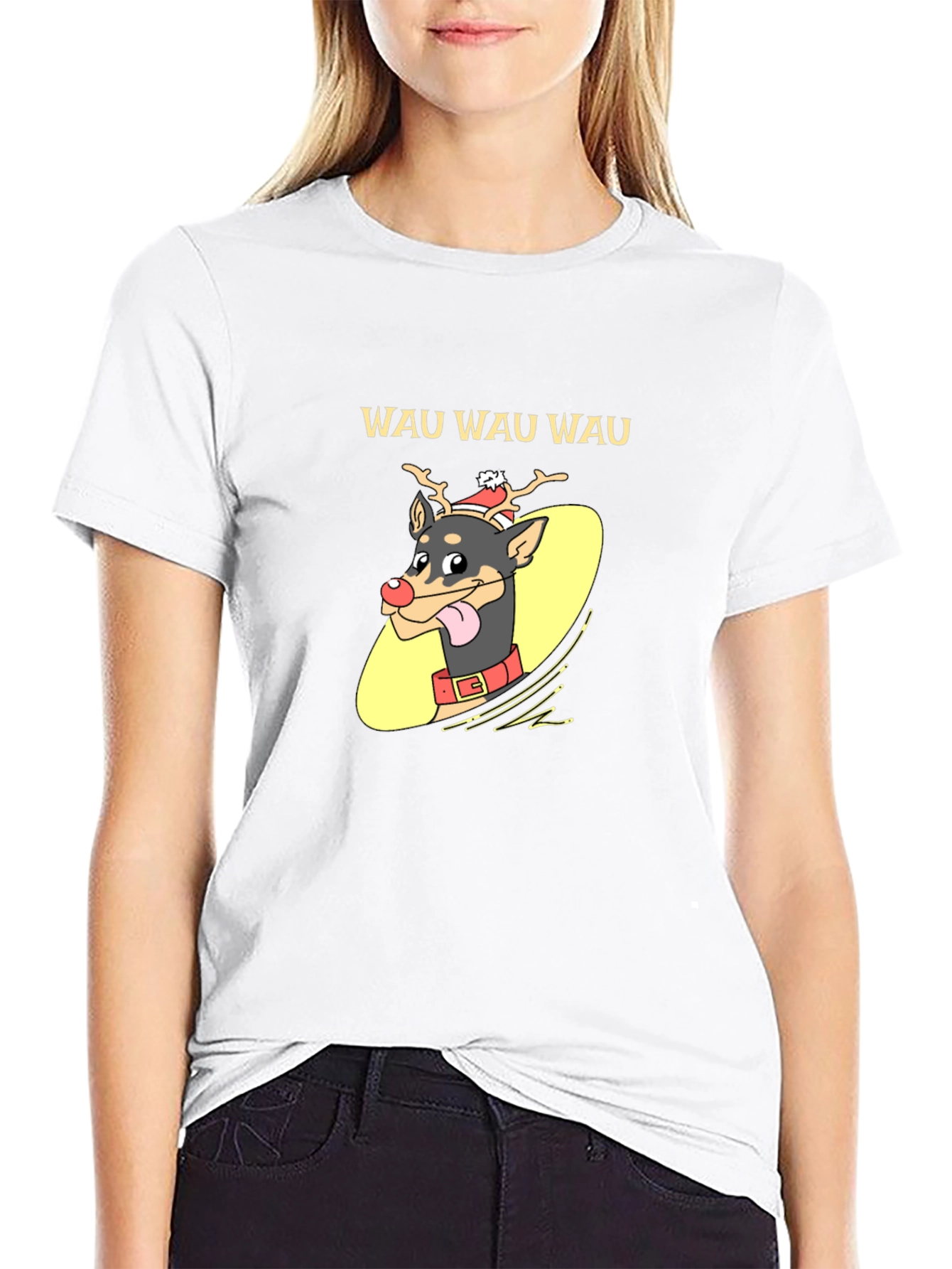Festive Dog Graphic Tee - Holiday Humor Shirt