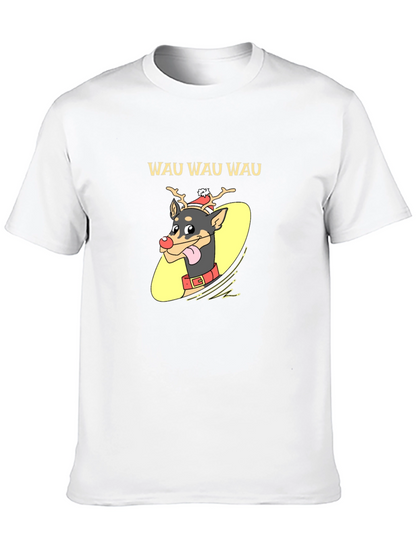 Festive Dog Graphic Tee - Holiday Humor Shirt
