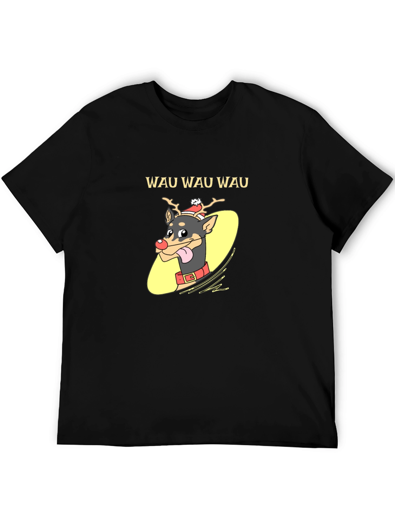 Festive Dog Graphic Tee - Holiday Humor Shirt
