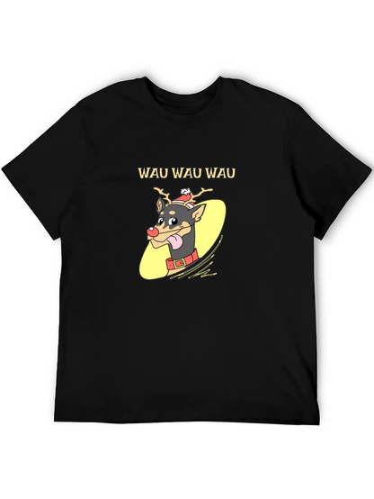 Festive Dog Graphic Tee - Holiday Humor Shirt