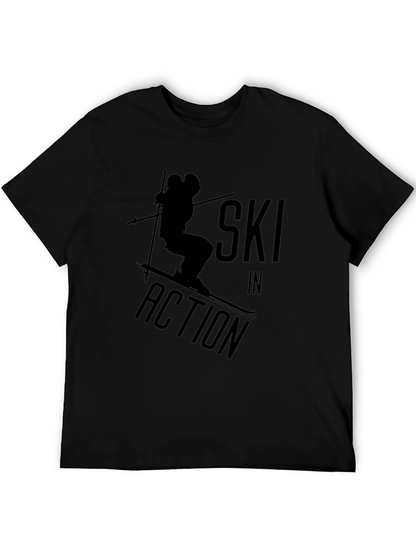 Ski In Action Black Graphic T-Shirt
