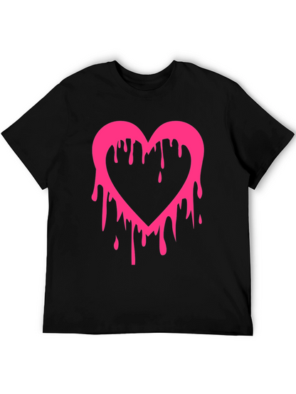 Dripping Heart Graphic Tee - Mens Black T-Shirt
