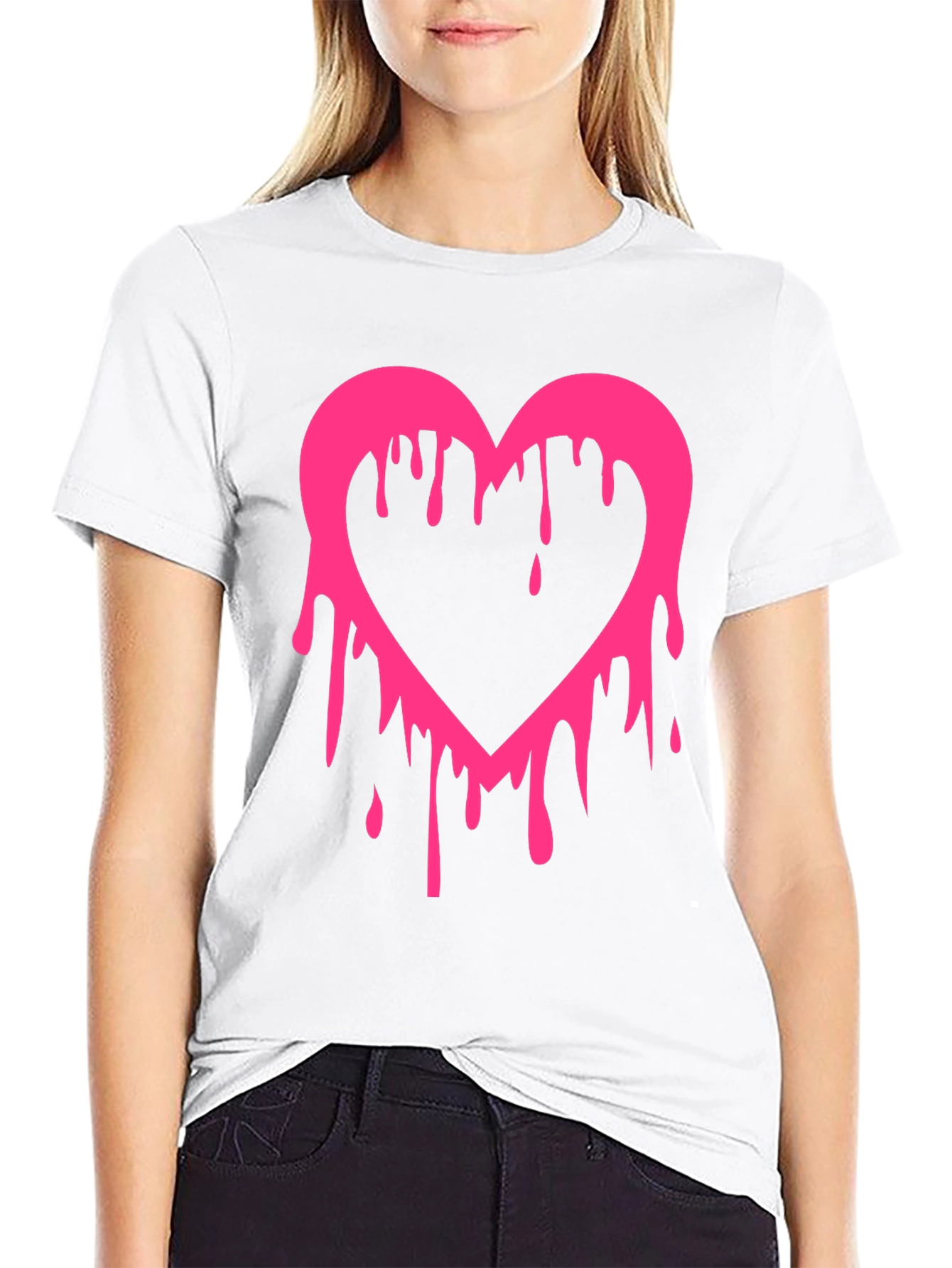 Dripping Heart Graphic Tee - Mens Black T-Shirt