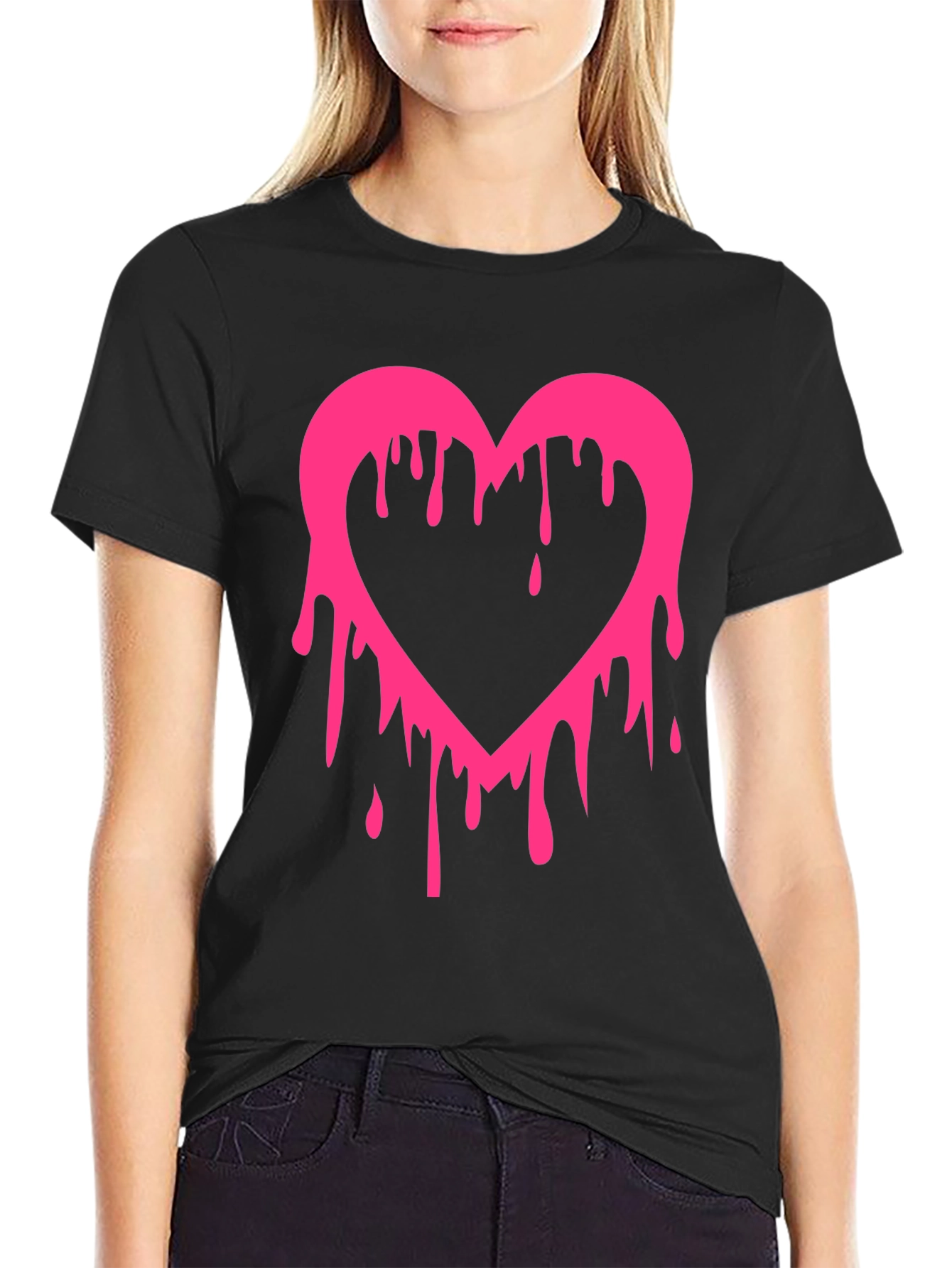 Dripping Heart Graphic Tee - Mens Black T-Shirt