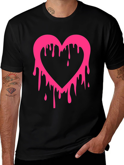 Dripping Heart Graphic Tee - Mens Black T-Shirt