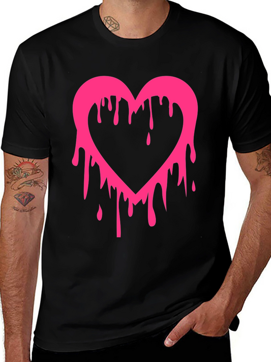 Dripping Heart Graphic Tee - Mens Black T-Shirt