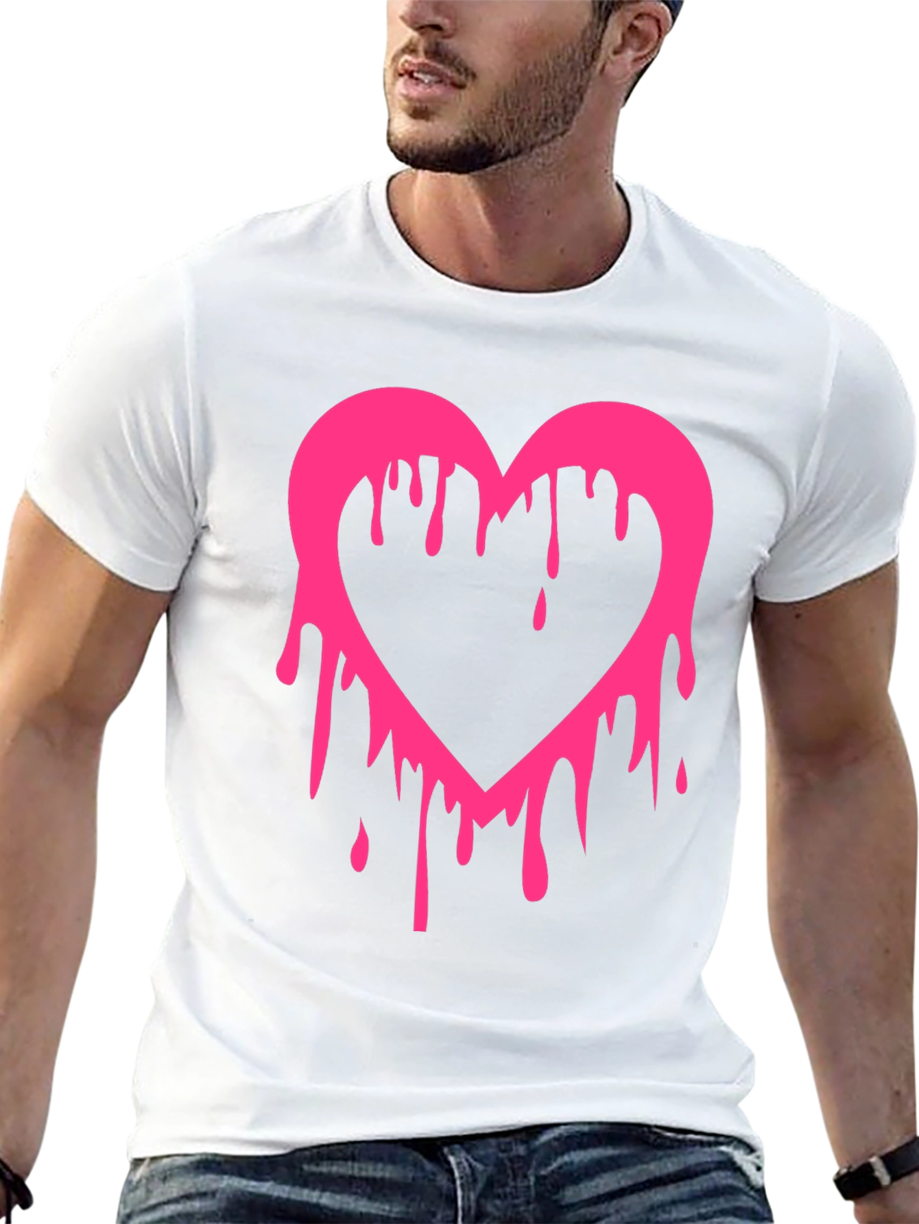 Dripping Heart Graphic Tee - Mens Black T-Shirt