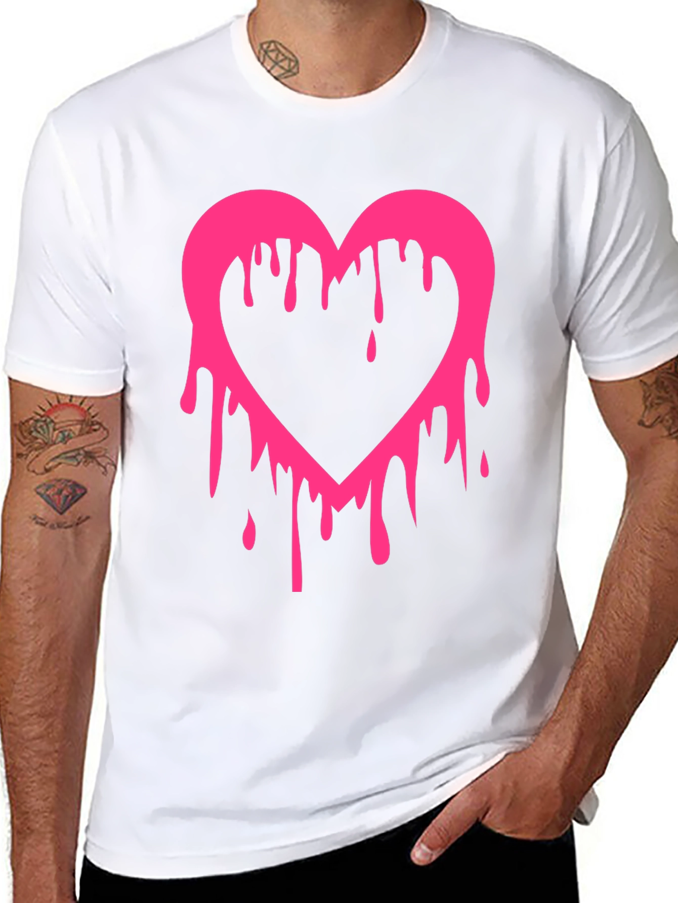 Dripping Heart Graphic Tee - Mens Black T-Shirt