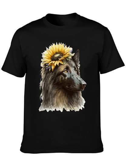 Dog with Sunflower Crown Graphic Tee