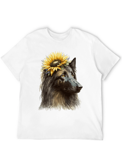 Dog with Sunflower Crown Graphic Tee