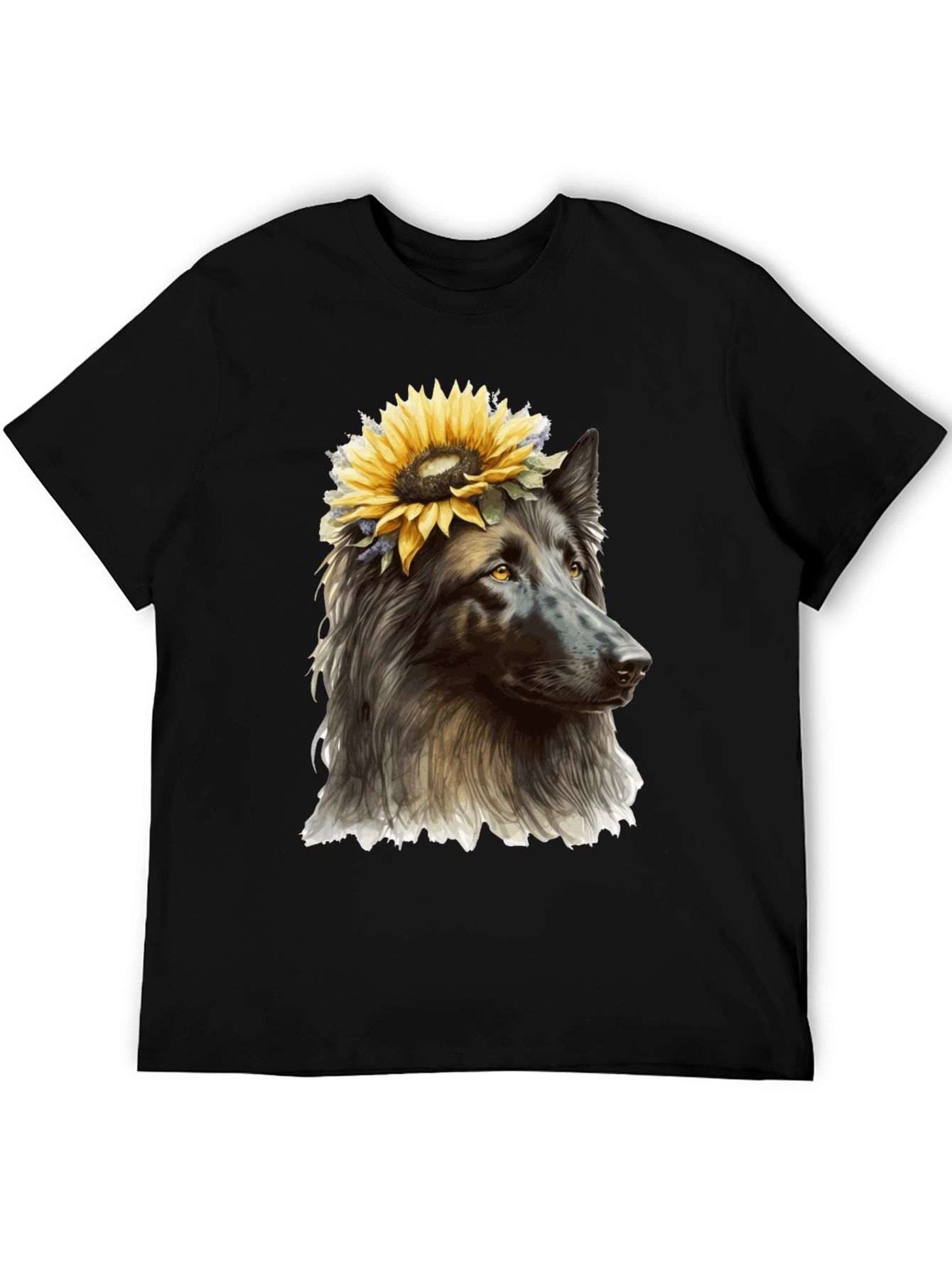 Dog with Sunflower Crown Graphic Tee