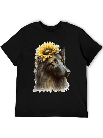 Dog with Sunflower Crown Graphic Tee