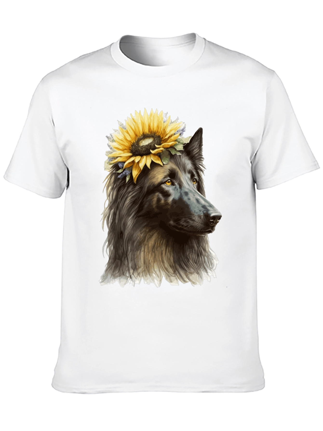 Dog with Sunflower Crown Graphic Tee