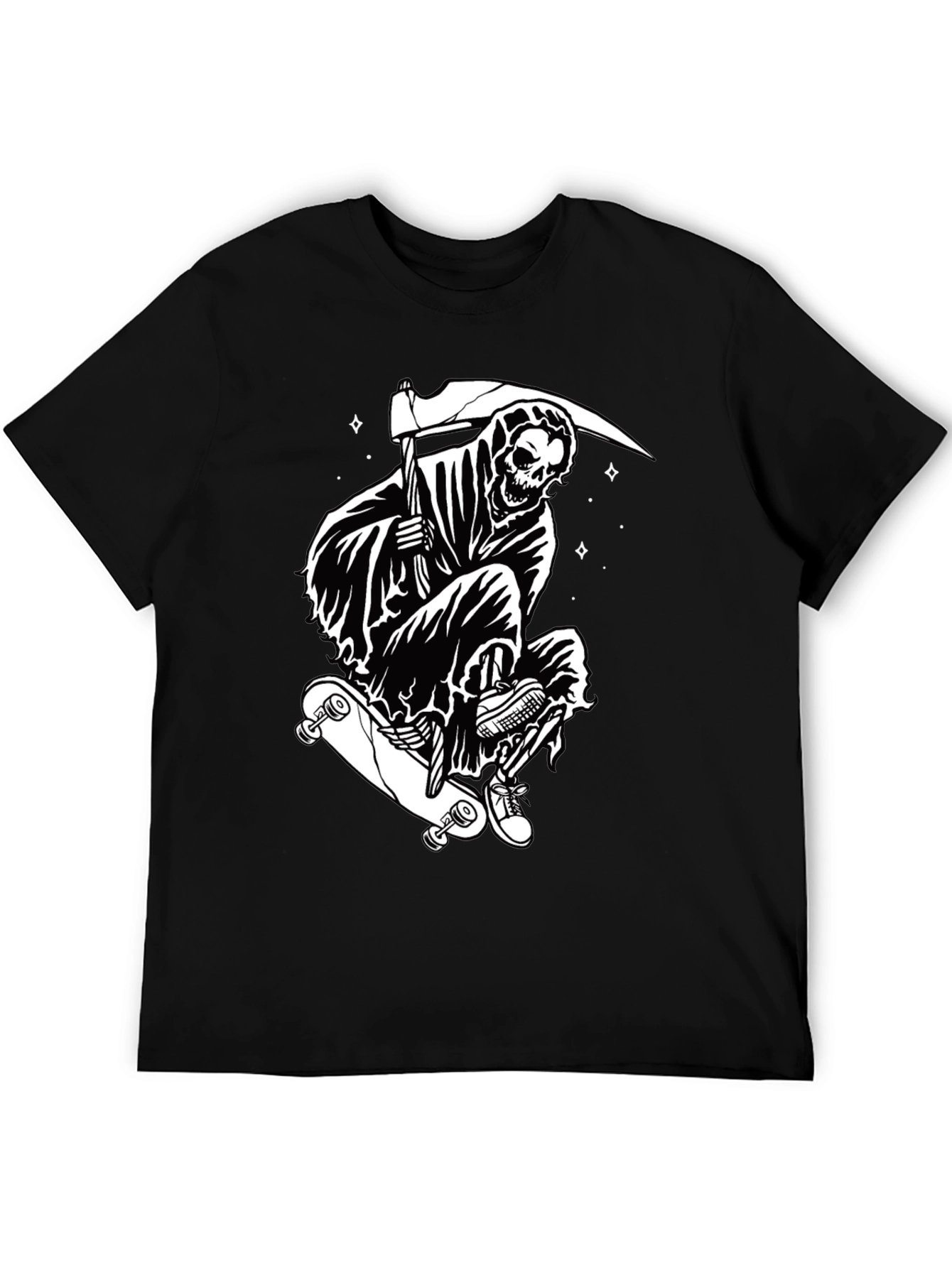 Skateboarding Grim Reaper Graphic Tee - Black