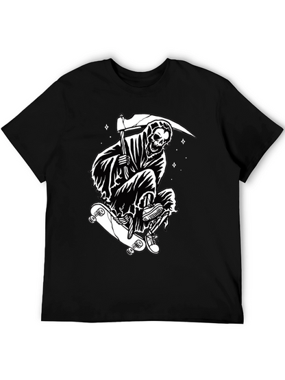 Skateboarding Grim Reaper Graphic Tee - Black